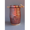 Grande tasse grise et orangée céramique artisanale, décor plume, présence à soi