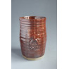 Grande tasse grise et orangée céramique artisanale, décor plume, présence à soi