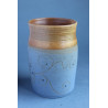 Grande tasse grise et orangée céramique artisanale, décor lotus, présence à soi