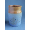 Grande tasse grise et orangée céramique artisanale, décor lotus, présence à soi