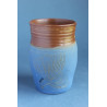 Grande tasse grise et orangée céramique artisanale, décor lotus, présence à soi